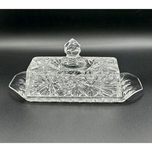 American Cut Eleanor Pattern 1/4 Pound Covered Butter Dish PINWHEEL FAN  Pattern